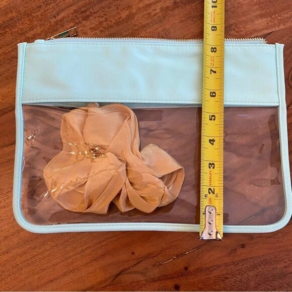 Clear Travel Pouch with Fuzzy Patch Letters 'HAIR' Teal Green - Bag Only - Picture 5 of 11